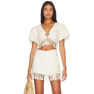 Tularosa Cream Crop Top with Tassel Detail